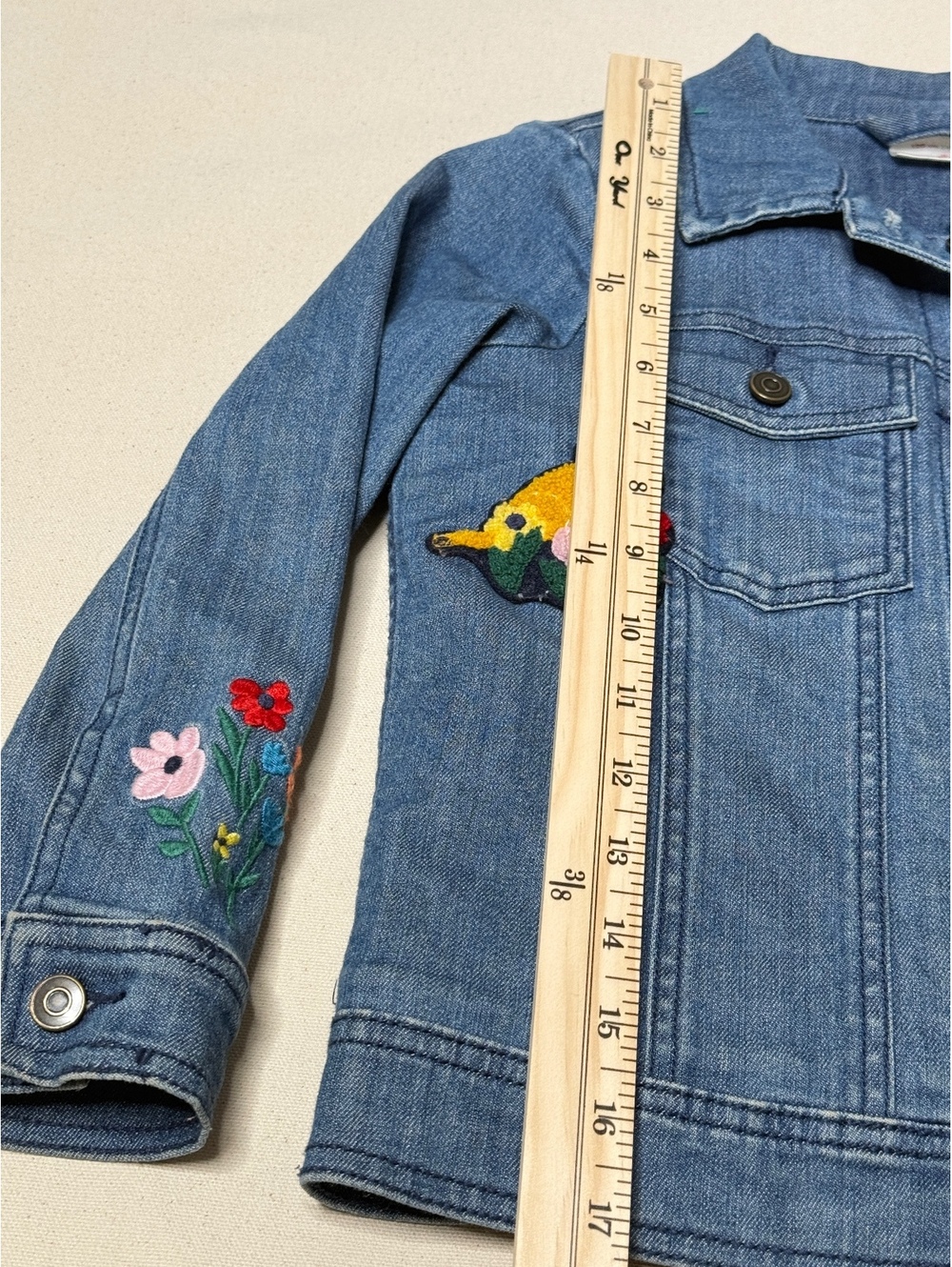 Hanna Andersson Girls 6-7 120cm Unicorn Floral Sherpa Lined Denim Jacket - Picture 7 of 9